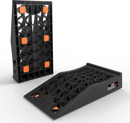 Miniatura 11 de Rampas de servicio para vehículos pesados: 1 par de elevadores profesionales de mantenimiento automático para camiones y SUV, rampas de neumáticos