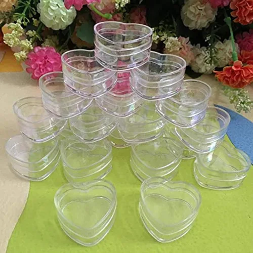 Miniatura 4 de 60 frascos vacíos de 0.18 oz de crema transparente en forma de corazón, tarros de plástico rellenables, contenedor de cosméticos para muestras