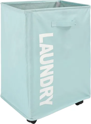 Miniatura 15 de Surblue Cesta para la ropa sucia delgada con ruedas, cesta plegable para la ropa sucia con asa, contenedores de almacenamiento en las esquinas