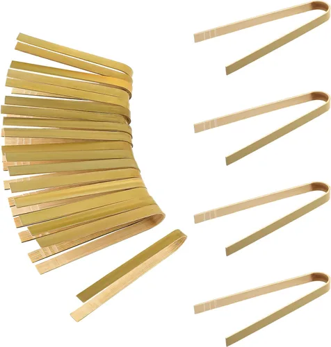 LUTER 20 pinzas de madera de 4.72 pulgadas, utensilios de cocina desechables, mini pinzas de bambú naturales para pan y té, cocina