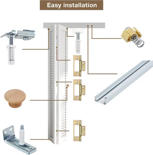 Miniatura 3 de Kit de herrajes para puerta plegable, kit de riel para puerta de armario plegable de 36 pulgadas, kit de herrajes para puerta de armario plegable
