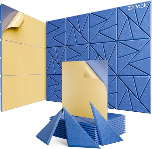 Miniatura 7 de Paquete de 12 paneles acústicos con autoadhesivos, paneles de espuma a prueba de sonido de 12 x 12 x 0.4 pulgadas, paneles de sonido de alta