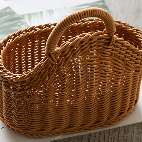 Miniatura 4 de Ochine Cesta de pared tejida colgante con asa, pequeño contenedor de almacenamiento para plantas, organización de oficina en casa y estante