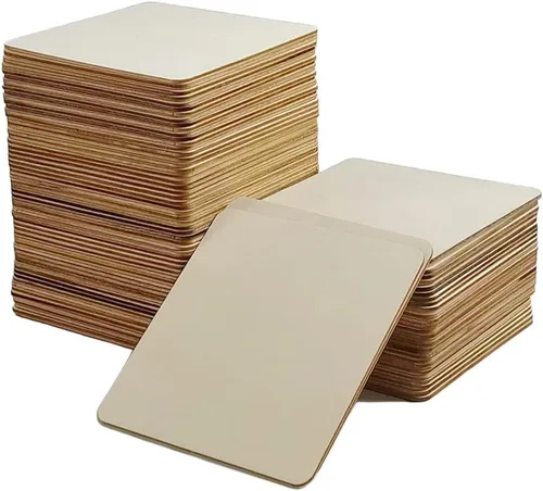 50 piezas de madera sin terminar, cuadrados de madera natural en blanco de 5 x 5 pulgadas, azulejos cuadrados de madera para manualidades, pintura,