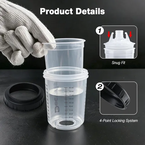 Miniatura 5 de Vasos de pintura desechables de 6 onzas (165ml), mini vasos mezcladores de pintura con tapa y paquete de 30 vasos de pintura para pistola rociadora