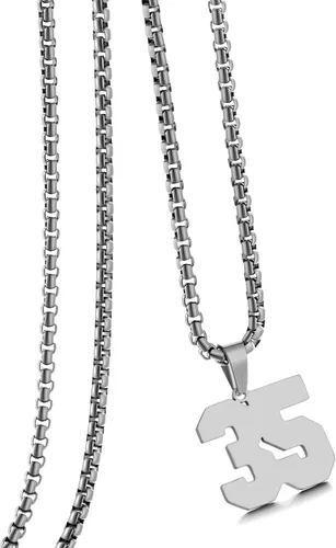 Miniatura 140 de Collar de Número Dorado para Hombre, Cadena de Acero Inoxidable con Colgante de Número para Atletas, Joyería Deportiva Personalizada para Niños