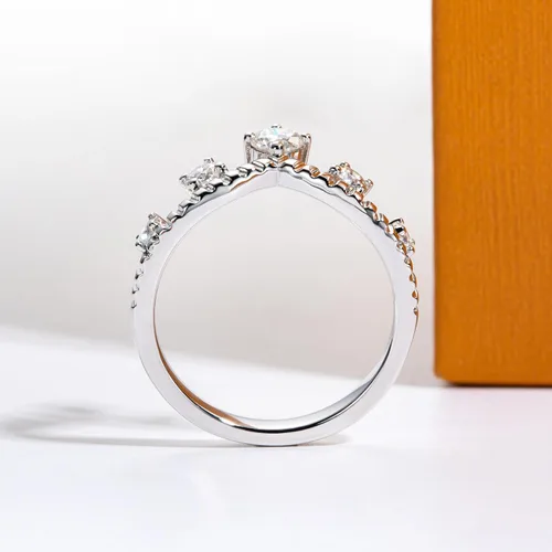 Miniatura 7 de Anillos de eternidad de moissanita, anillos de boda, color D, claridad VVS1, redondo, corte brillante, plata de ley 925, 56 piedras, anillos
