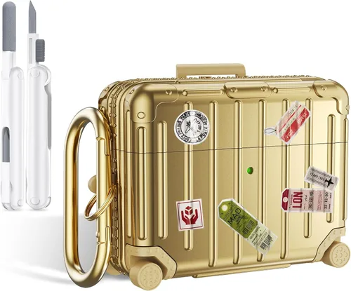 Filoto Funda compatible con Airpods Pro 3 2025, bonito diseño de maleta de moda para Airpods Pro de 3ª generación, funda rígida protectora a prueba