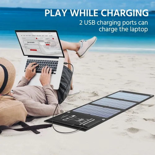 Miniatura 6 de Cargador solar de 30 W, panel solar QC3.0 USB y puertos 1CC (18V1.66A), panel plegable con alta tasa de conversión, cargador de teléfono solar