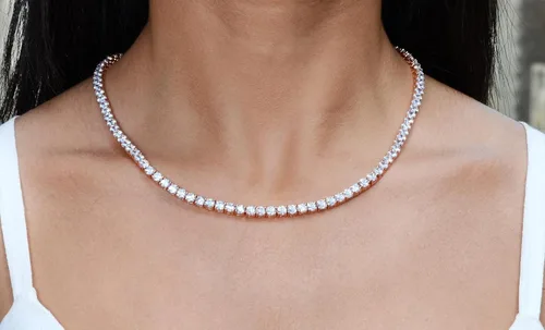 Miniatura 2 de NYC Sterling Collar de tenis con circonita cúbica redonda de 0157in para mujer Circonia cúbica