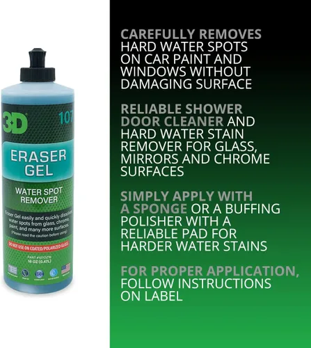 Miniatura 6 de 3D Eraser Gel Removedor de manchas de agua en gel – Fórmula de gel ácido para manchas de agua dura y depósitos minerales – Seguro para pintura
