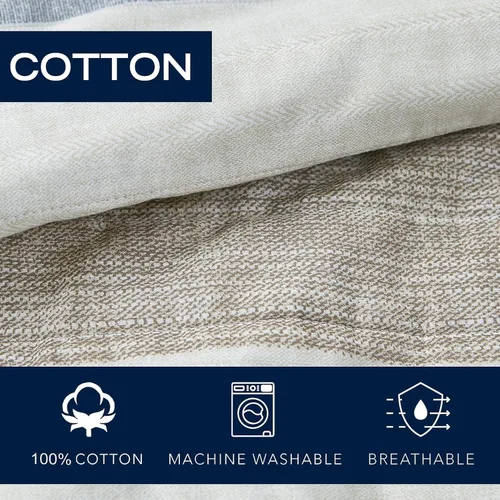 Miniatura 8 de Nautica Juego de edredón tamaño Queen, ropa de cama reversible con fundas a juego, juego de cama ligero para decoración de habitación a rayas