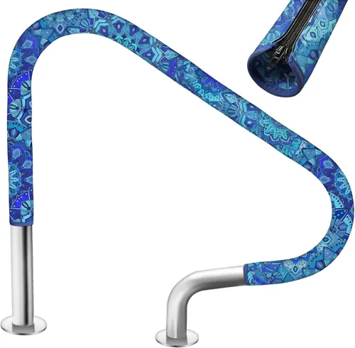 Miniatura 8 de Junkin Cubierta para pasamanos de piscina de 4 pies, cubierta para barandilla de mano de piscina con cremalleras, barandilla antideslizante, agarre