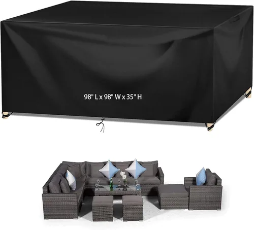 Miniatura 9 de Funda para mesa de exterior, fundas impermeables para muebles de patio, funda rectangular 420D para sofá de exterior, fundas de patio para sofá
