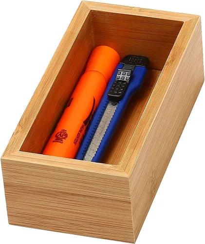 YBM HOME Paquete de 12 cajas de almacenamiento de bambú para cajón de cocina, cajón de basura, oficina, dormitorio, habitación de los niños,