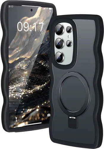 Miniatura 13 de [Soporte magnético y marco ondulado] Funda para Samsung Galaxy S24 Ultra [compatible con MagSafe] [protección militar contra caídas] no amarillenta
