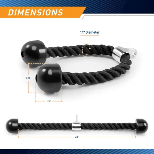 Miniatura 2 de Marcy - Cuerda de tríceps de nailon resistente para entrenamiento de la parte superior del cuerpo TCR-24