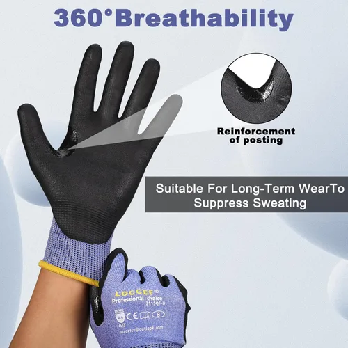 Miniatura 4 de LOCCEF 3 pares de guantes de trabajo de seguridad, compatibles con pantalla táctil, destreza superior, guantes de trabajo resistentes a cortes