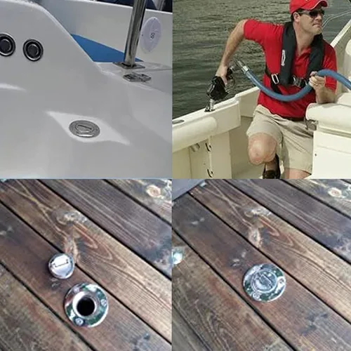 Miniatura 7 de ISURE MARINE Llenado/relleno de cubierta de gas para barco de 2 pulgadas (1.969 in) con tapa sin llave con tornillos, espejo marino pulido de acero