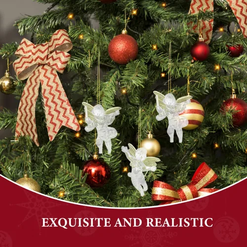 Miniatura 2 de PRETYZOOM Colgante de ángel transparente para árbol de Navidad con alas de ángel doradas, decoración navideña para el hogar y fiesta