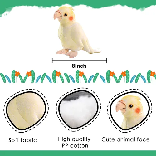 Miniatura 2 de Tiny Heart Cockatiel - Juguete de peluche amarillo de 7 pulgadas, súper suave, realista, loro de peluche, lindo animal de peluche para niños