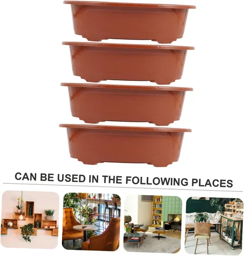 Miniatura 2 de HANABASS 4 macetas de plástico para decoración de habitación, macetas de jardín para interiores y exteriores, bonsái, macetas de plástico