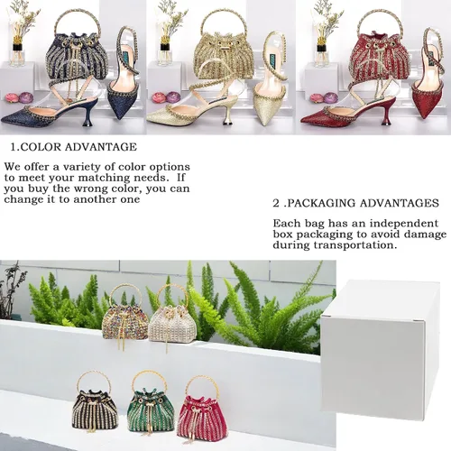 Miniatura 6 de Bolso de noche con diamantes brillantes para mujer, bolso de mano con diamantes de imitación para fiesta, baile de graduación, cóctel