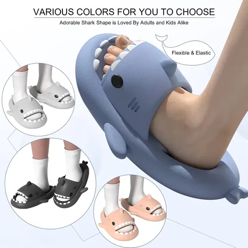 Miniatura 7 de EECH Lindas pantuflas para niños grandes, sandalias de tiburón de nube, suela gruesa mejorada, antideslizantes, para interiores y exteriores, verano