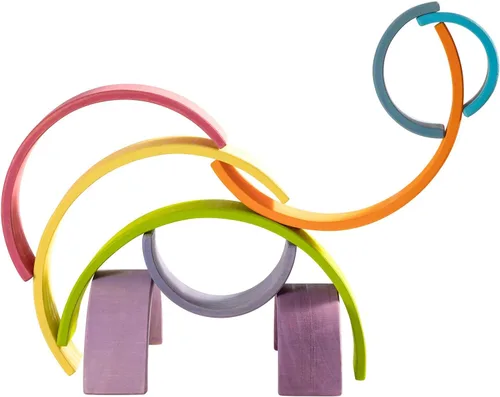 Miniatura 3 de Juguete apilable de madera de arco iris, apilador de 12 piezas, bloques de construcción de rompecabezas de anidación extragrandes, juguetes