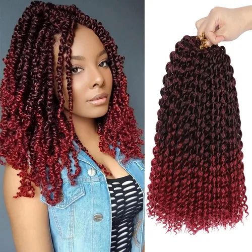 Miniatura 29 de Cabello Passion Twist de 30 pulgadas, cabello rubio de ondas de agua con ganchillo para mujeres, cabello rubio Passion Twist de ganchillo largo 27#