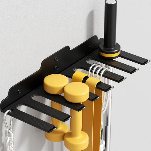 Miniatura 8 de JNIHEEP Colgador de Barra Olímpica, Estante de Barra de Gimnasio para Garaje, Estante de Montaje Vertical para Barras, Recubierto en Polvo Negro