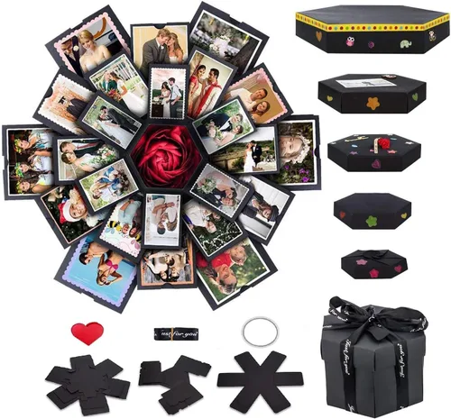 Miniatura 4 de Caja de regalo creativa con 4 caras, álbum de fotos hecho a mano, álbum de recortes, regalo de cumpleaños sorpresa, boda o día de San Valentín