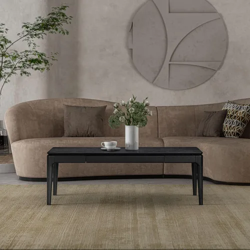 Miniatura 15 de NTC Mingle - Mesa consola de 47 pulgadas, moderna mesa de entrada de madera maciza con cajón oculto, impermeable y resistente al calor, mesa Negro