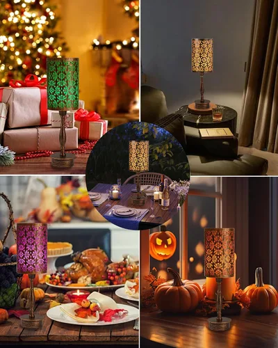 Miniatura 7 de UMEXUS - Lámpara de mesa inalámbrica pequeña con bombilla recargable Remote Control Timer & Dimmer & RGB Color Changing, Antique Ambient lighting
