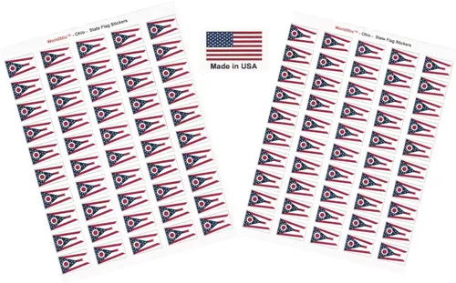 Miniatura 156 de 100 calcomanías de la bandera de Alaska; 1.5" x 1" hechas en Estados Unidos, calcomanías autoadhesivas de la bandera del estado para álbumes