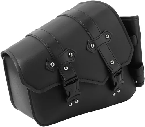Miniatura 9 de Homoyoyo Bolsa de brazo oscilante, basculante para motocicletas, basculante de motocicleta con soporte para botella de agua, cuero sintético negro