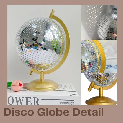 Miniatura 3 de Globo de bola de discoteca, estatuas de decoración del hogar, escultura clásica de arte de mesa con base de metal, esculturas estéticas decorativas