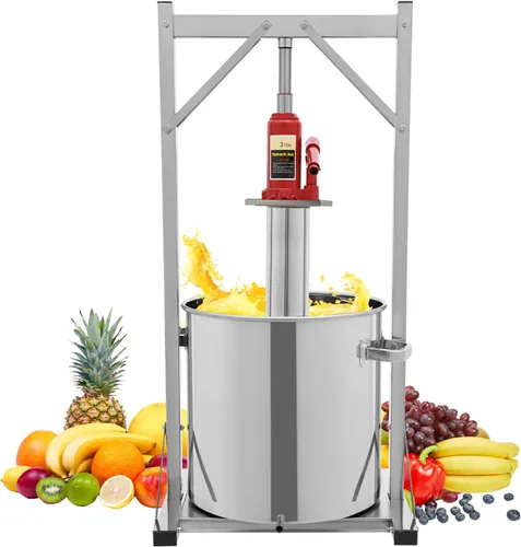 Miniatura 11 de Prensa de vino de frutas, prensa de sidra de acero inoxidable con mango en T para sidra, vino de uva o jugo suministros y equipo (3L)
