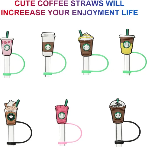 Miniatura 3 de KEUYE Funda para popote compatible con la taza de Starbucks, 7 fundas reutilizables para popotes, tapa de popote a prueba de salpicaduras, tapa
