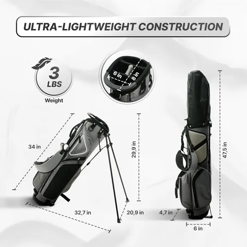Miniatura 2 de Ultra-Lite Golf Stand Bag - 3 Lbs, 4 Way Divider Portable Golf Club Carry Bag, Water-Repellent Golf Travel Case with Rain Hood, Golf Gifts for Men