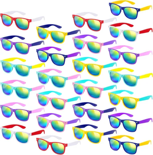SCIONE Paquete de 24 lentes de sol para niños, regalos de fiesta de cumpleaños, graduación, fiesta de playa, piscina, regalos de San Valentín