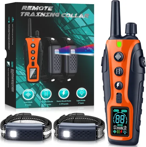 Miniatura 8 de Collar de choque para perros 2 perros (15-150 libras) con luz intermitente para paseos nocturnos, collar de entrenamiento de perro de 4500 pies