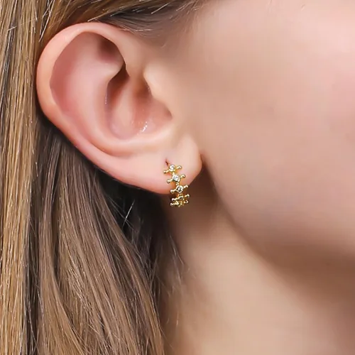 Miniatura 2 de ToHeart Pendientes Huggies de oro para mujer, pequeños aretes de aro de oro