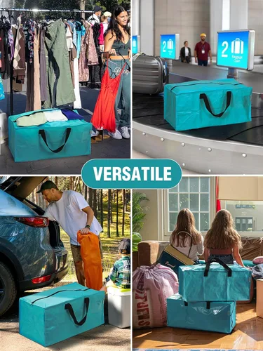 Miniatura 8 de WORKPRO 1 paquete de bolsas de mudanza extra grandes con cremalleras y asas de transporte, correas de mochila, bolsa de almacenamiento resistente