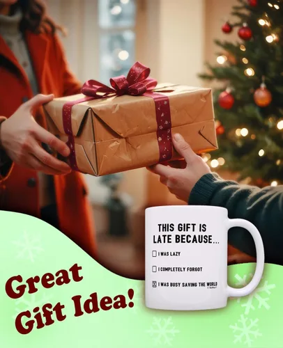 Miniatura 2 de Happy Late Birthday Gifts This Gift is Late Because I Was Saving World Divertido regalo tardío de 11 oz taza de café de cerámica con asa