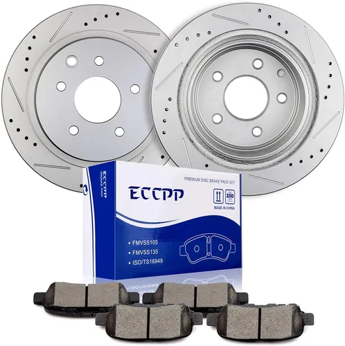 ECCPP Juego de 2 rotores de freno traseros y 4 pastillas de freno de cerámica para Nissan Leaf 2011-2017, 2008-2017 para Nissan Rogue