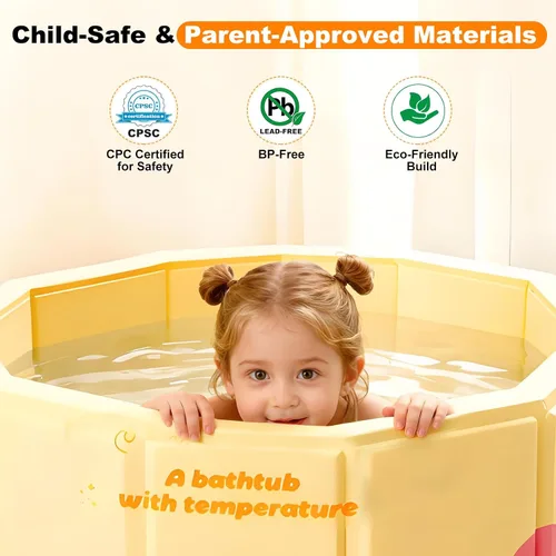 Miniatura 6 de Bañera portátil para niños de 27.5 x 31.5 pulgadas, plegable, sin instalación, bañera de hielo para cabina de ducha, baño caliente, bañera de pie