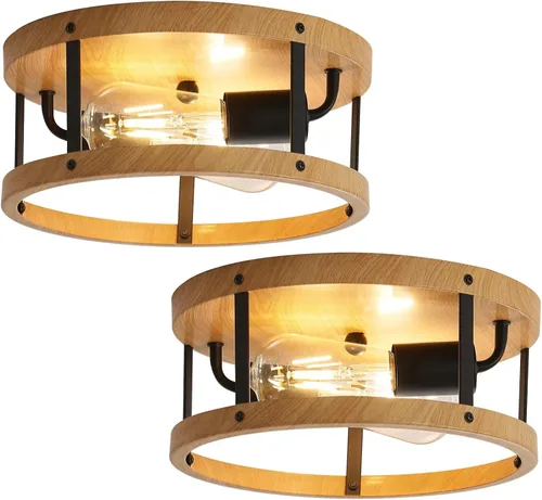 Miniatura 11 de Lámpara de techo con 2 luces de níquel cepillado semiempotradas, 11 pulgadas, moderna, para interiores, cocina, interiores, interiores, cocina