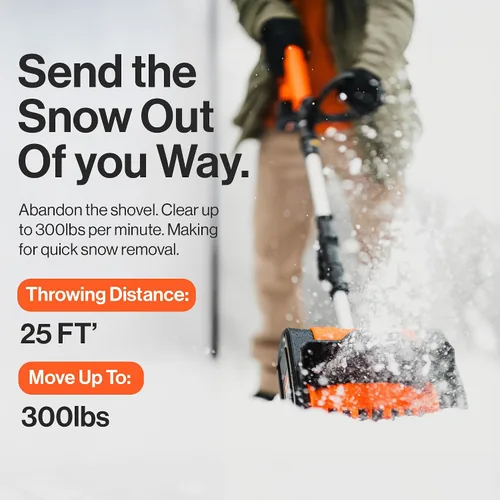Miniatura 5 de SuperHandy Pala de nieve inalámbrica, lanzador de nieve eléctrico de 20 V 4 Ah, ligero, camino de limpieza de 10 x 5 pulgadas, distancia