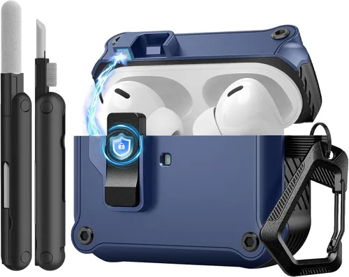 TiMOVO Funda para Airpods Pro 3 (2025) con clip de bloqueo seguro, cubierta dura protectora automática de caída completa para Apple AirPod Pro de 3ª